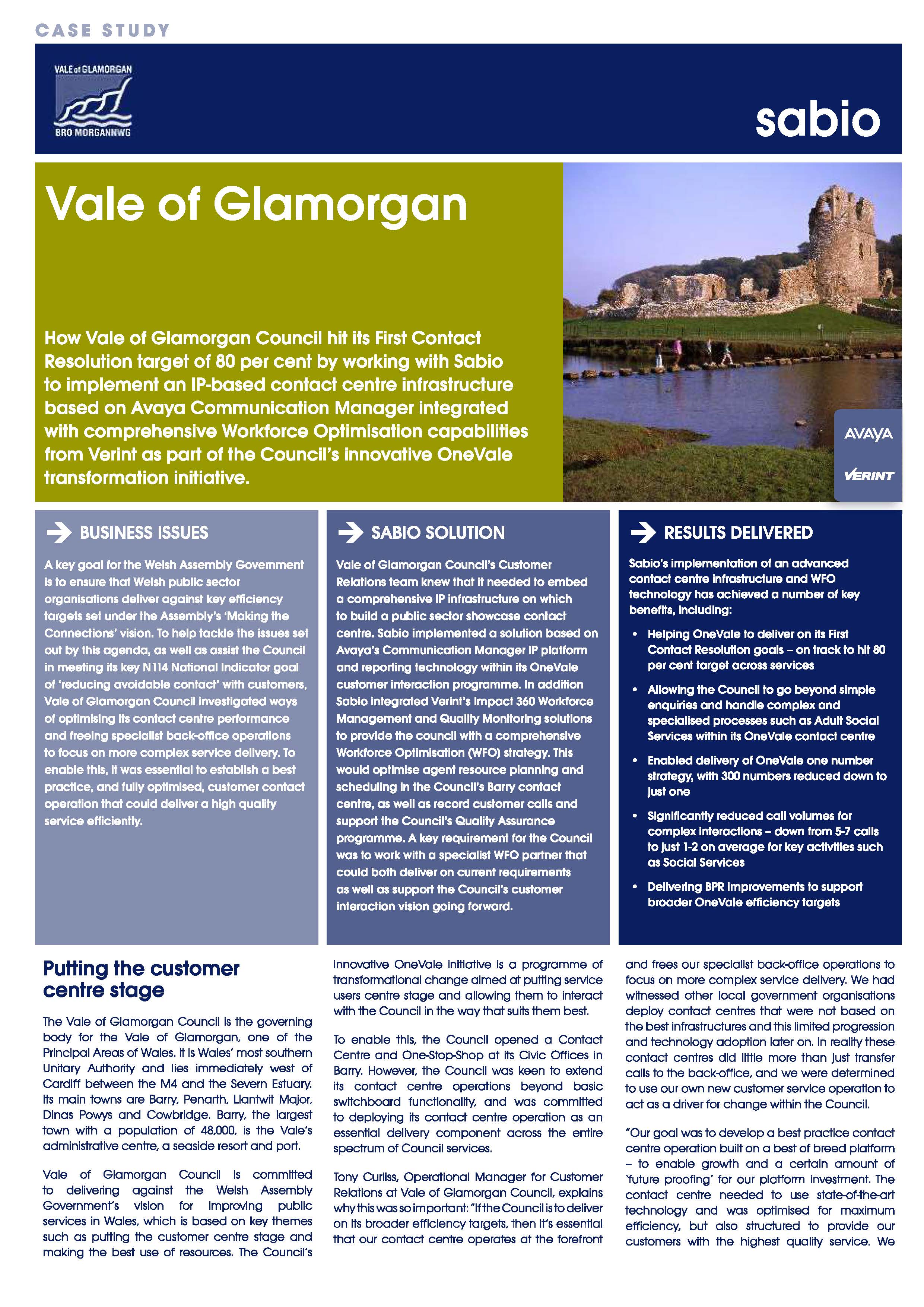 Call Centre IP Telephony Infrastructure for Vale of Glamorgan