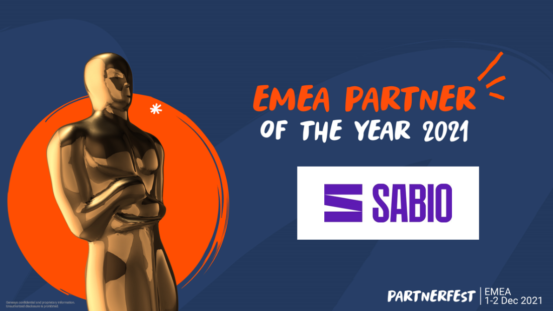 Sabio Named Genesys’ Partner of the Year at PartnerFest EMEA 2021 